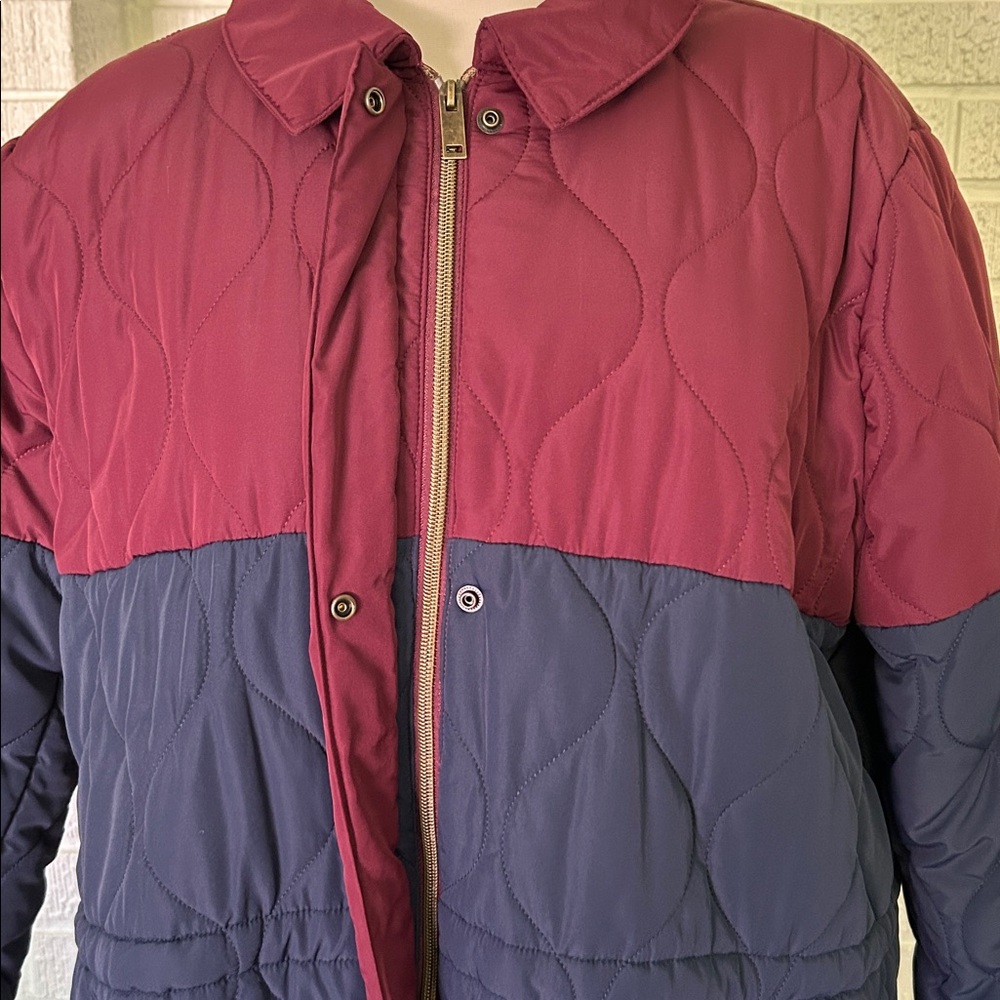 SUMMERSALT- long colorblock puffer coat black cherry - Picture 8 of 12